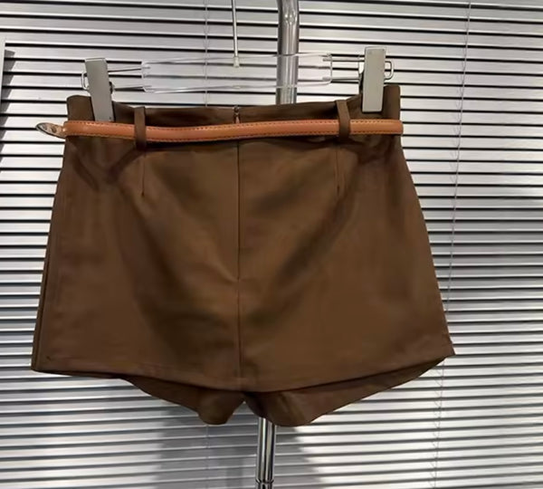 Women Brown Suede Fashion Skirt