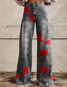 Women Color Print Fashion Wide Leg Pants