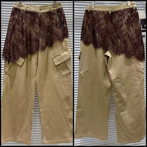 Women Khaki Lace Wrap Fashion Pants