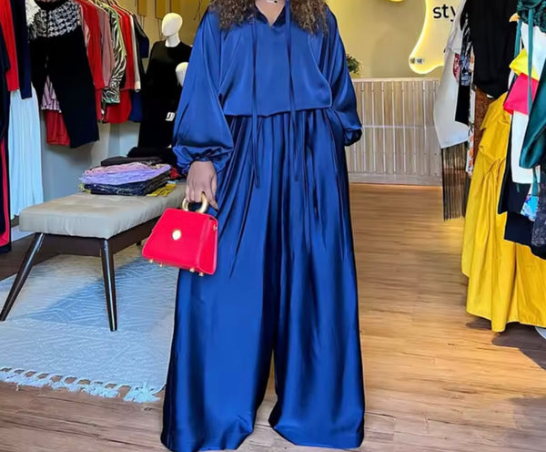 Women Color Fashion Full Sleeve Two Sleeve Wide Leg Pant Set
