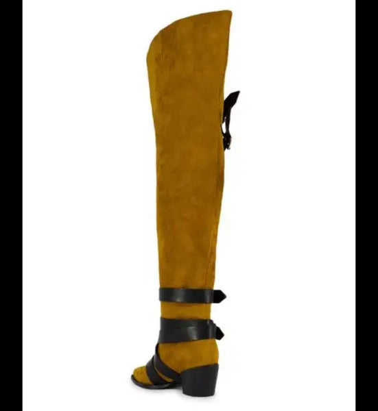 Women Fashion Suede Buckled Zipper Over The Knee Boots