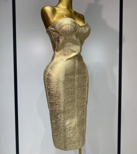 Women Sexy Strapless Bandage Dress