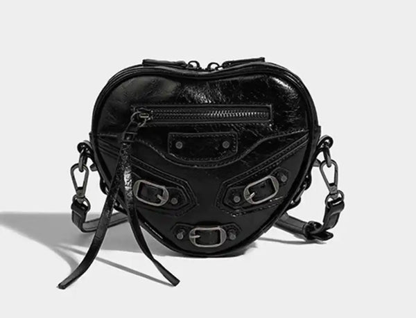 Women Buckled Heart Fashion Faux Leather Handbag Purse
