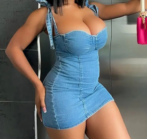 Women Sexy Sleeveless Denim Dress