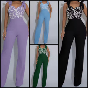 Women Tie Up Sleeveless Printed Fashion Jumpsuit