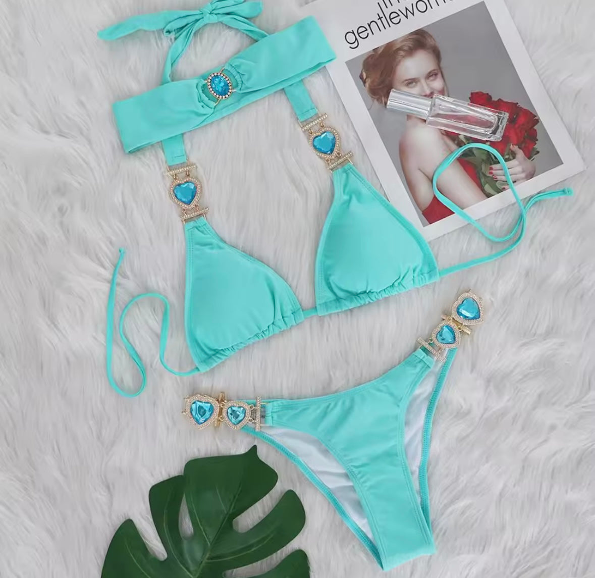 Women Sexy Color Crystal Bikini Set
