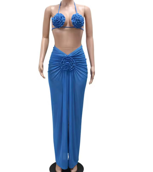 Women Sexy 3D Flower Bikini Cover Up Set