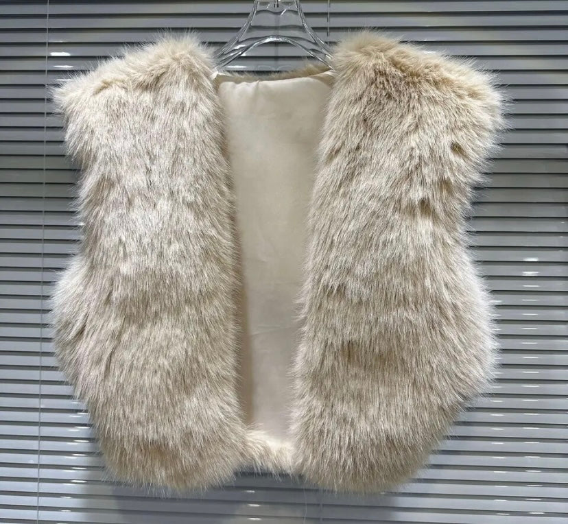 Women Sleeveless Fashion Faux Fur Vest Jacket