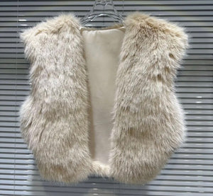 Women Sleeveless Fashion Faux Fur Vest Jacket