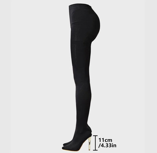 Women Fashion Black High Heel Pants Boots