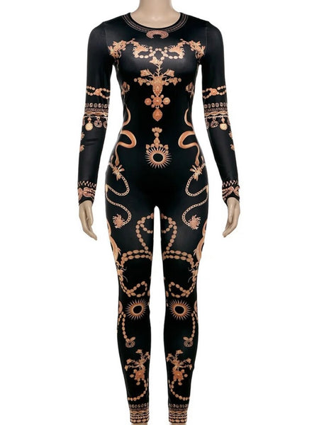Women Printed Full Sleeve Sexy Fashion Jumpsuit