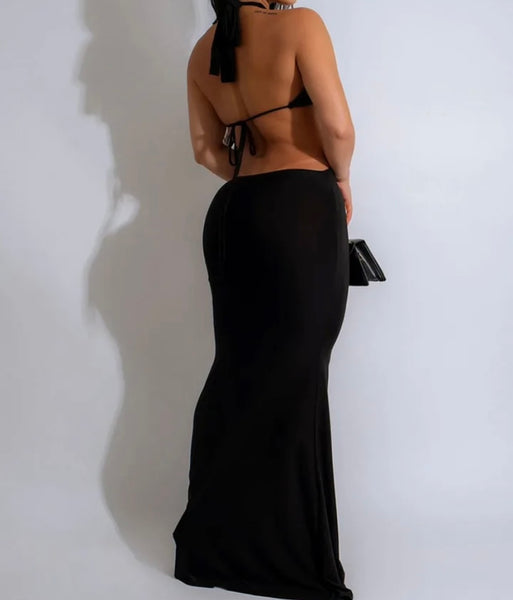 Women Sexy Sleeveless Criss-Cross Halter Open Back Maxi Dress