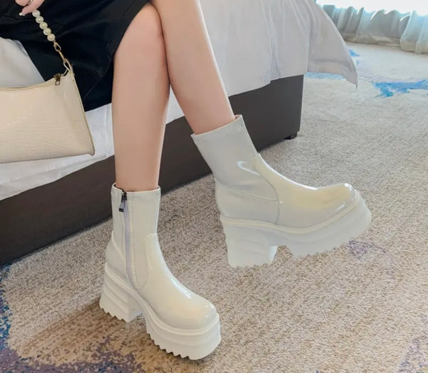 Women Fashion Ankle/Mid/Knee High Patent Leather Boots