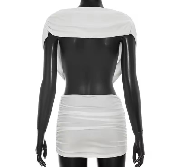 Women Sexy Deep V-Neck Open Back Sleeveless Ruched Dress