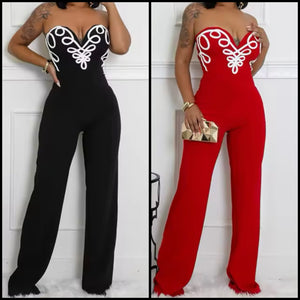Women Sexy Sleeveless V-Neck Color Print Jumpsuit