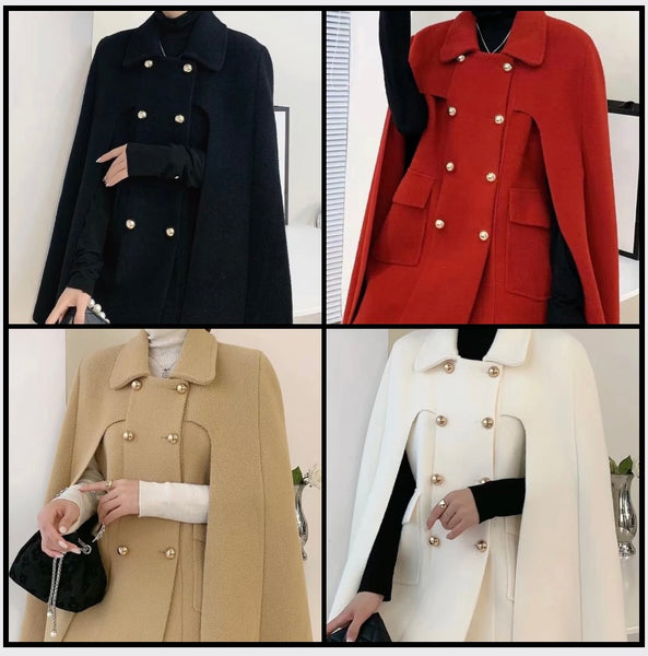 Women Button Fashion Spliced Sleeve Trench Jacket