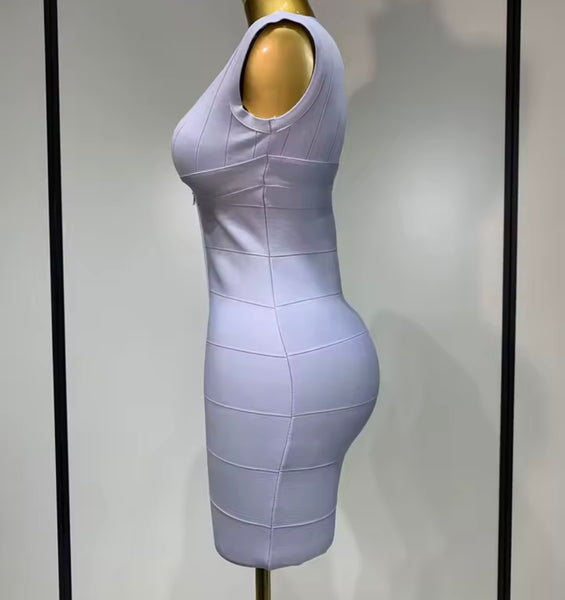 Women Sexy Front Zipper Sleeveless Bandage Dress