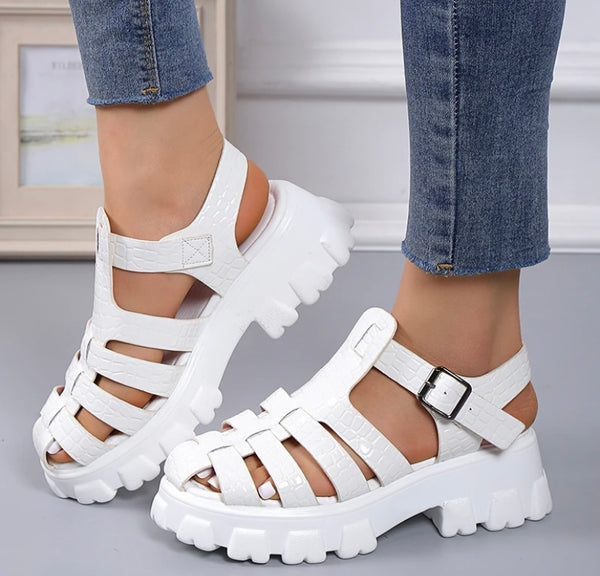 Women Fashion Color Ankle Strap Shoes