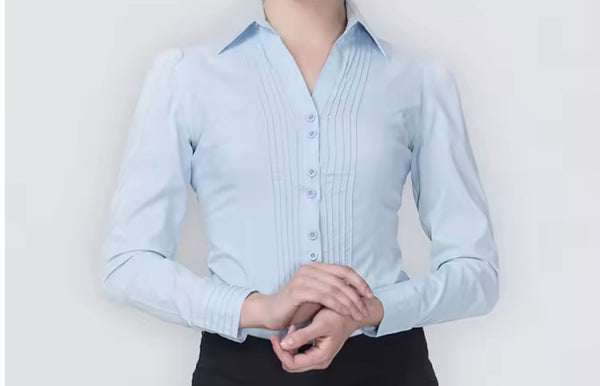Women Fashion Button Up Full Sleeve Collar Bodysuit Top