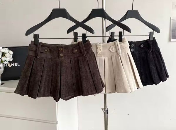 Women Sexy Fashion Button Up Pleated Skirt