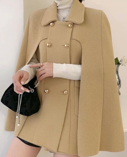 Women Button Fashion Spliced Sleeve Trench Jacket