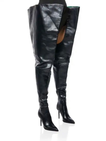 Women Fashion Faux Leather Thigh High Boots
