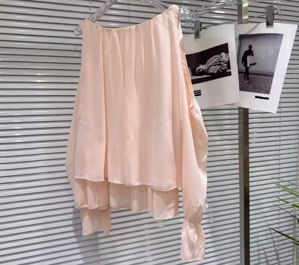 Women Chiffon Ruffle Full Sleeve Two Piece Skirt Set