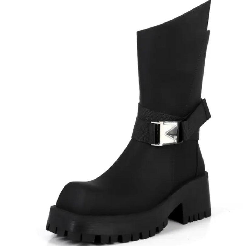 Women Platform Suede Buckled Fashion Ankle Boots