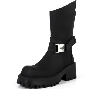 Women Platform Suede Buckled Fashion Ankle Boots