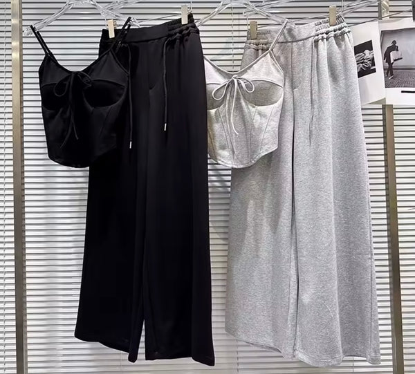 Women Fashion Sleeveless Tank Two Piece Pant Set
