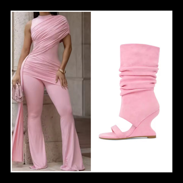 Women Ruched One Shoulder Tassel Fashion Jumpsuit