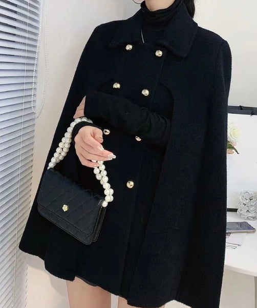 Women Button Fashion Spliced Sleeve Trench Jacket