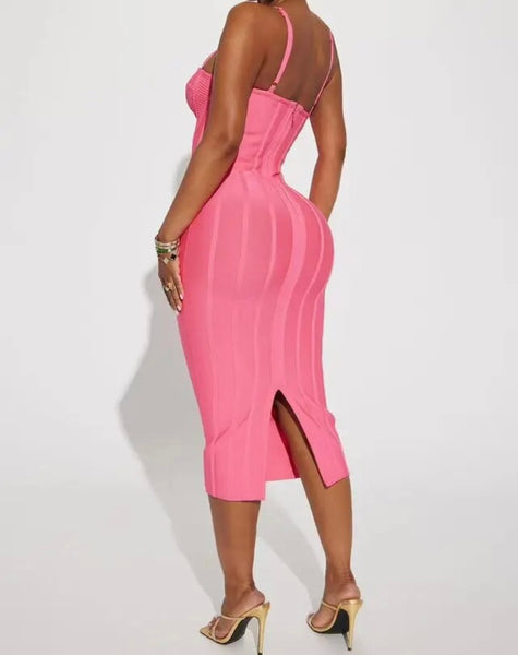 Women Pink Sexy Sleeveless Dress