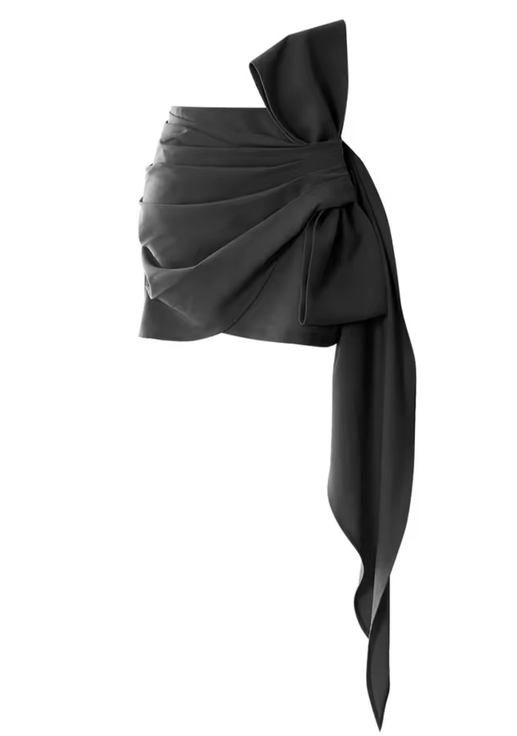 Women Sexy Ruched Bow Solid Color Skirt