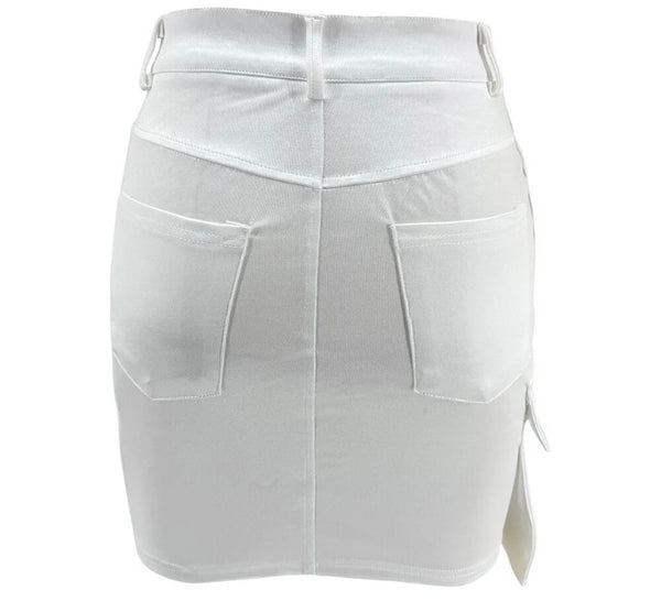 Women Fashion Solid Color Cargo Short Skirt