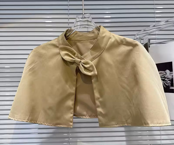 Women Fashion Khaki Shawl Two Piece Trench Jacket
