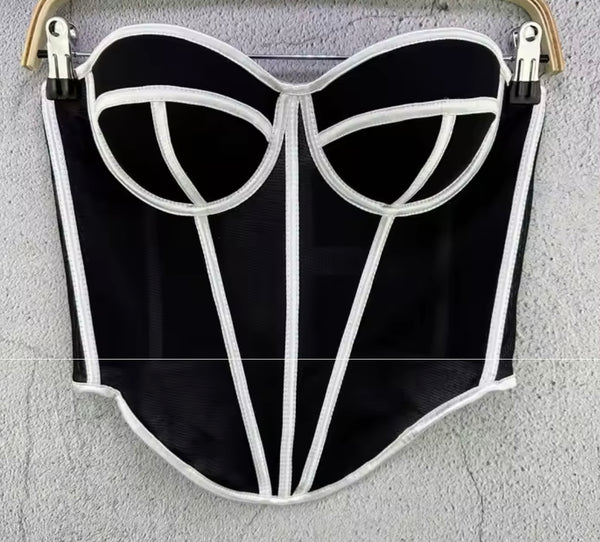 Women Fashion Sleeveless Corset Mesh Tank Top