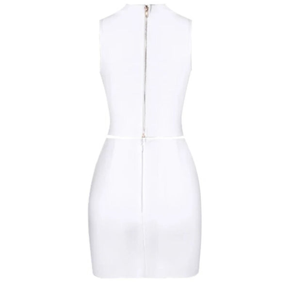 Women White Sexy Sleeveless Bling Two Piece Skirt Set