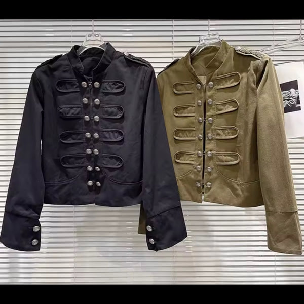 Women Fashion Button Vintage Jacket