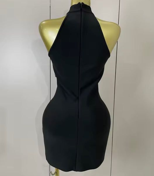 Women Sexy Sleeveless Rhinestone Print Dress