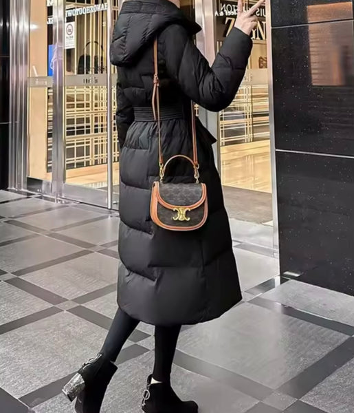 Women Fashion Hooded Puff Long Jacket