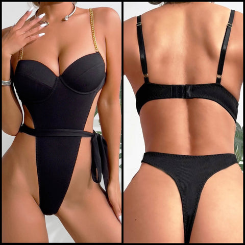 Women Sexy Black Sleeveless Bodysuit Lingerie