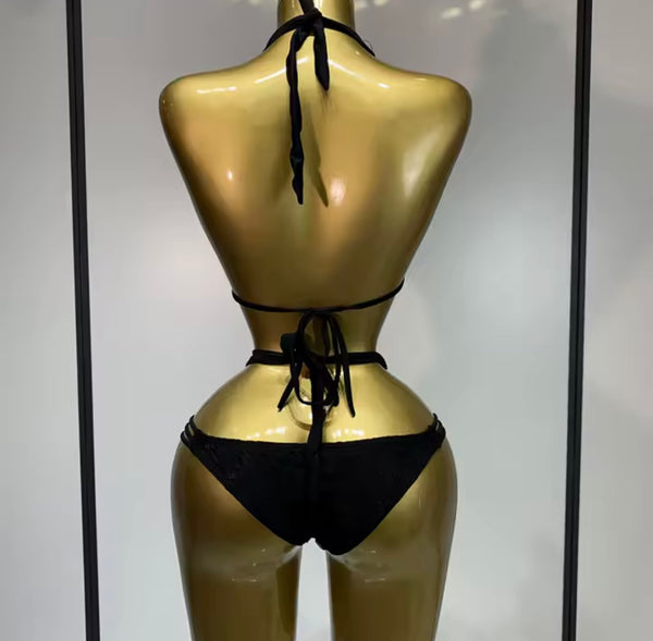 Women Sexy Halter Rhinestone Bikini Swimsuit