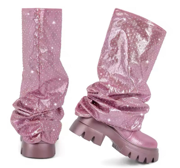 Women Color Fashion Faux Leather Knee High Boots