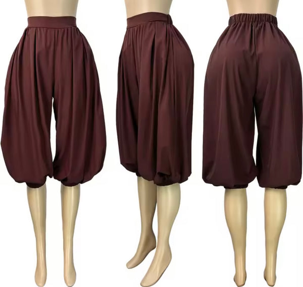 Women Color Fashion Loose Fit Capri Pants