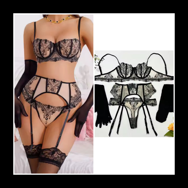 Women Sexy Lace Mesh Lingerie Set
