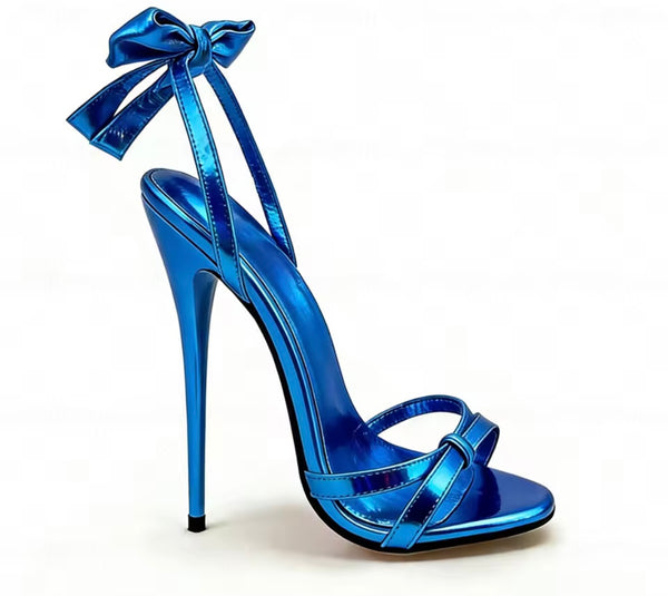 Women Fashion Metallic Bow High Heel Sandals