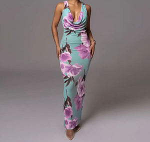Women Sleeveless Floral Sexy Maxi Dress