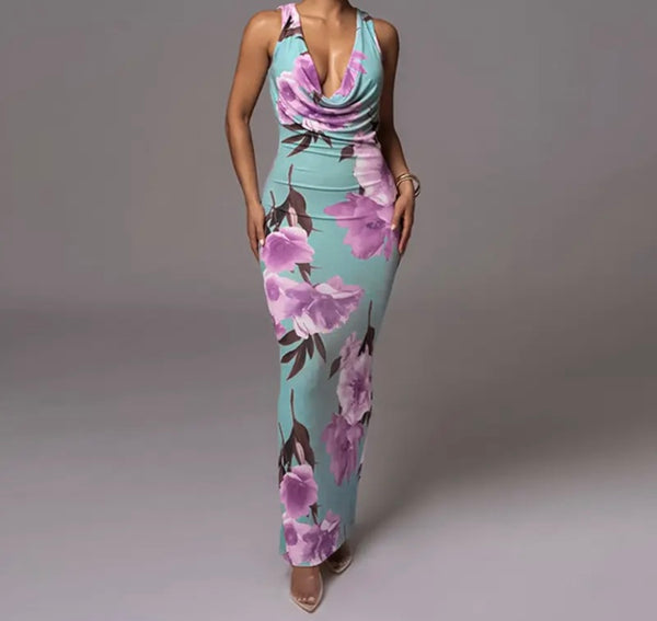 Women Sleeveless Floral Sexy Maxi Dress