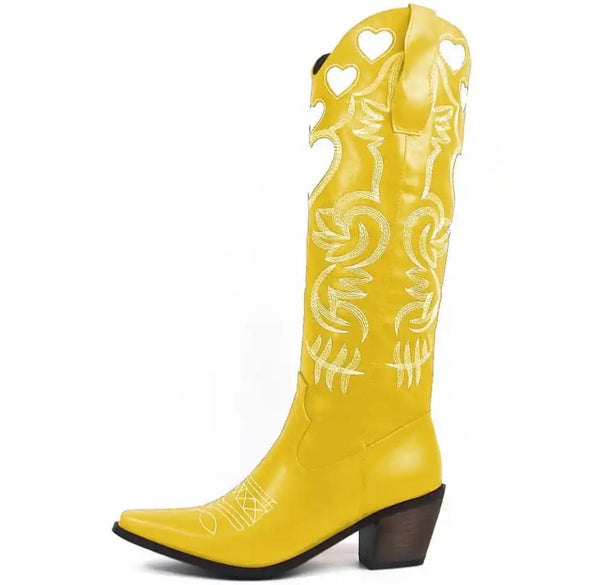 Women Fashion Heart Print Western Boots